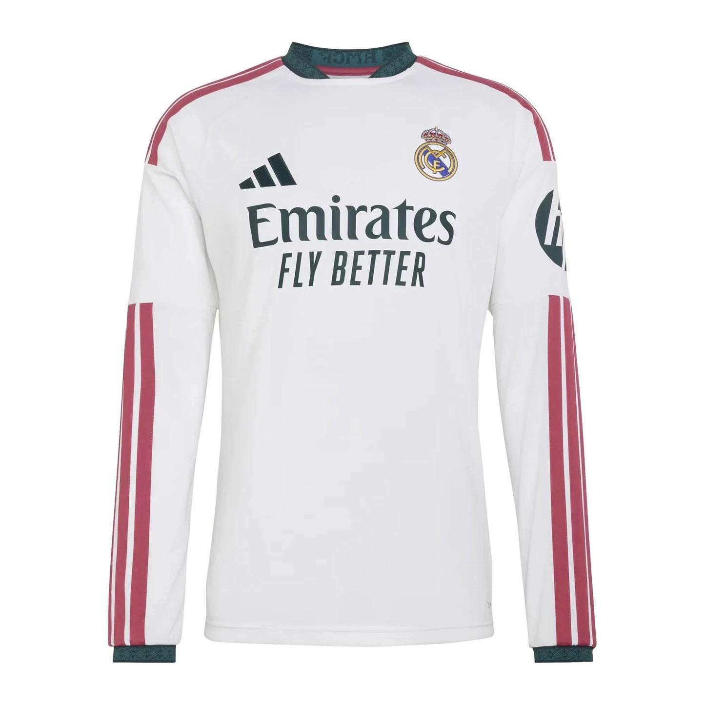Front view of men's Real Madrid 2026-2027 home white replica long sleeve soccer jersey by Final Third Kit