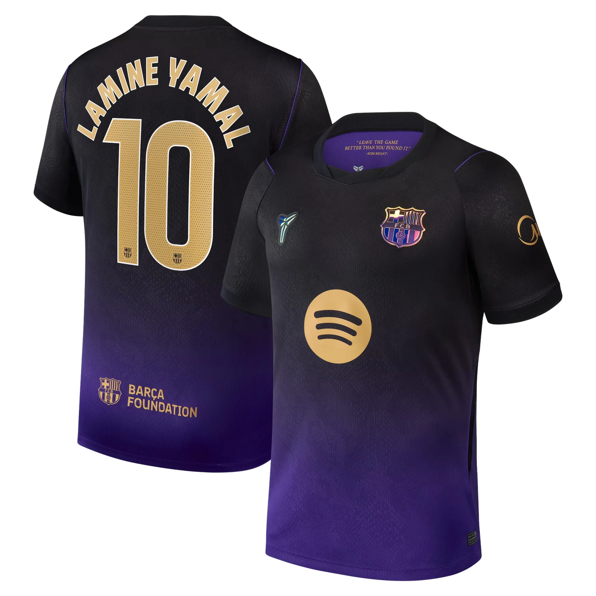 Front and back view of men's Barcelona 2026-2027 away purple stadium replica jersey featuring Pedri by Final Third Kit