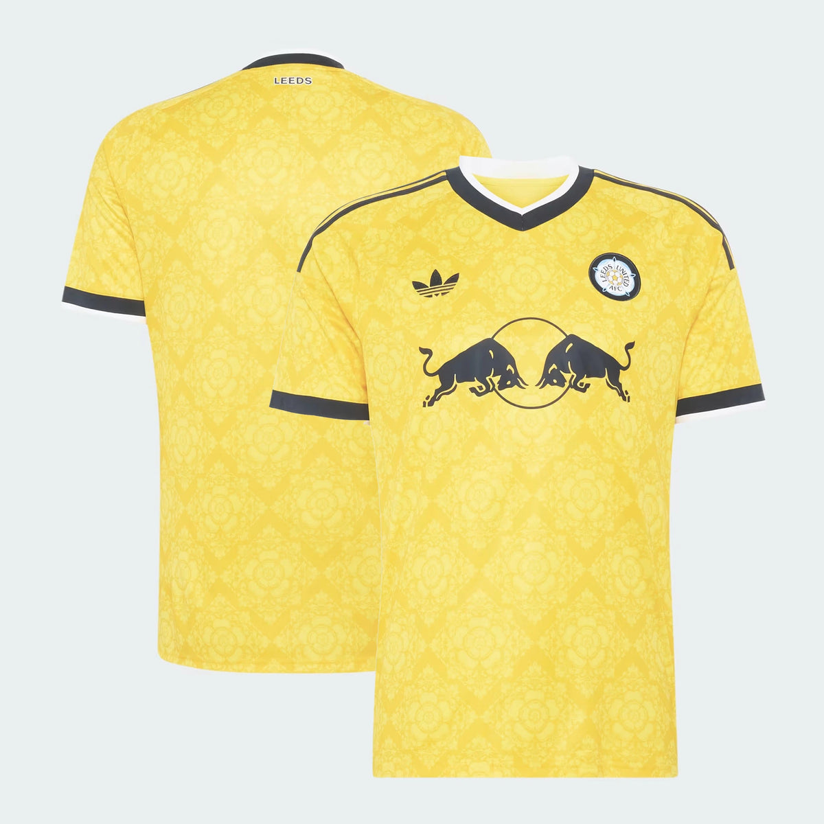 Front and back view of Leeds United 2026-2027 away yellow replica jersey by Final Third Kit