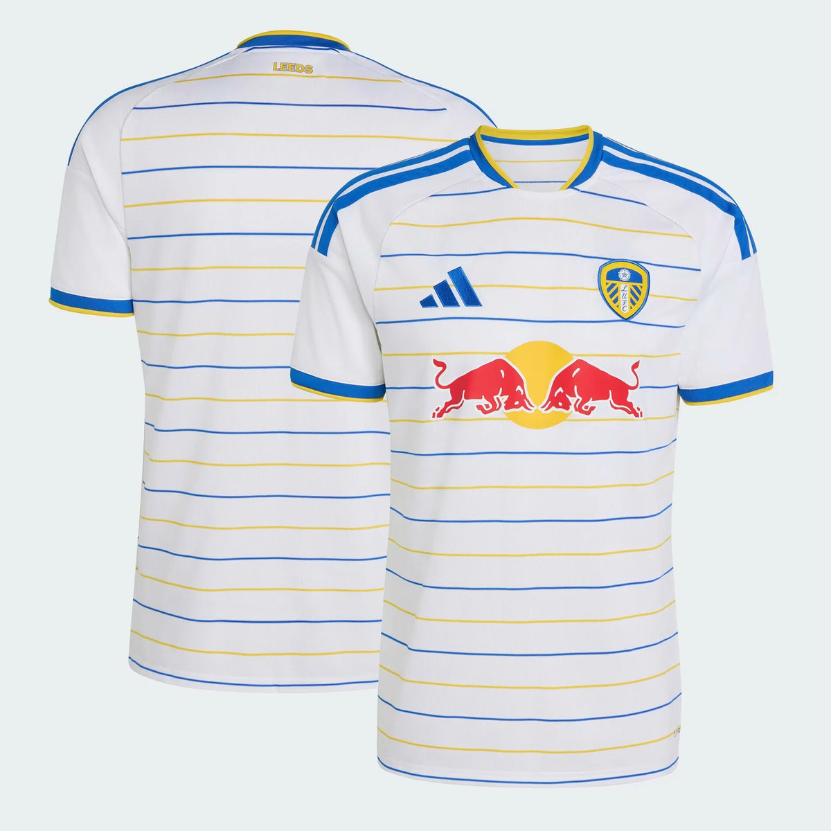 Front and back view of Leeds United 2026-2027 home white replica jersey by Final Third Kit