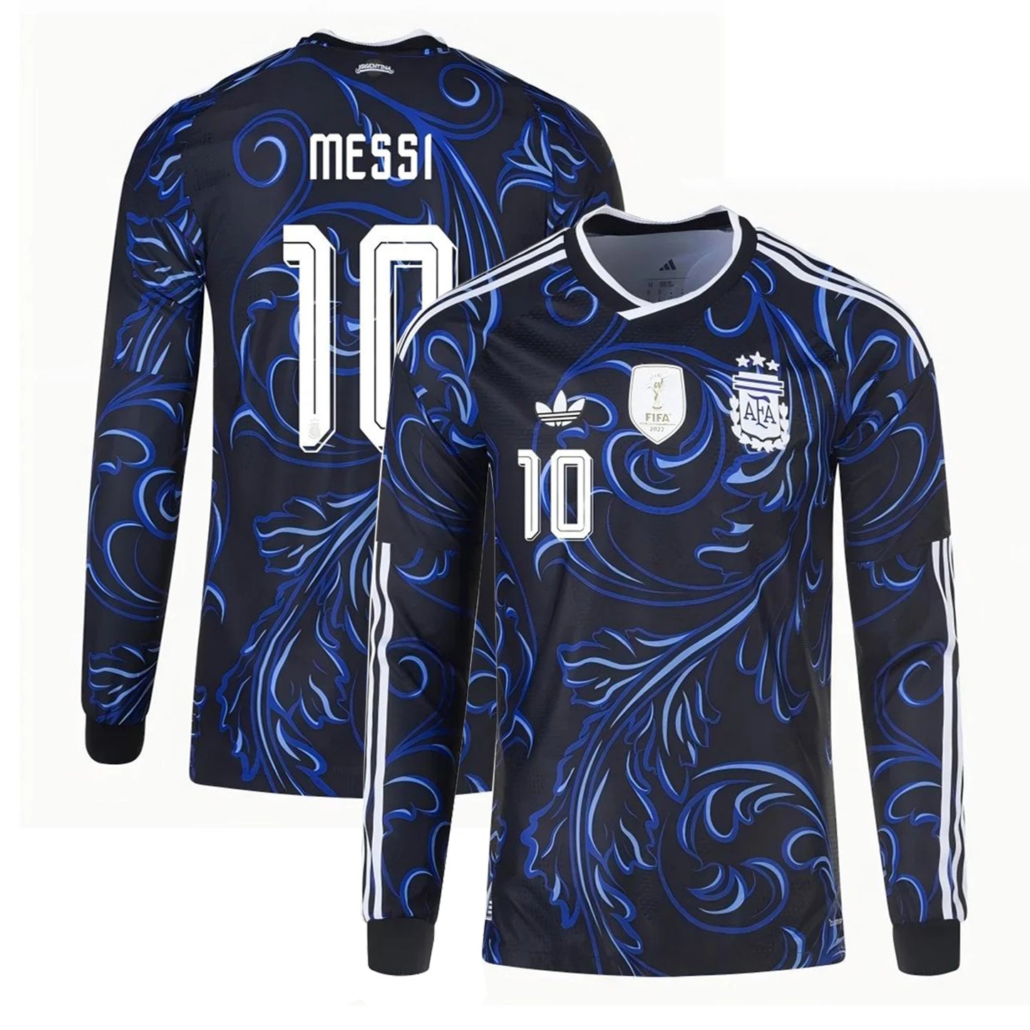 Argentina 2026 World Cup Away Men's Long-Sleeve Stadium Replica Jersey With Messi #10 Printing