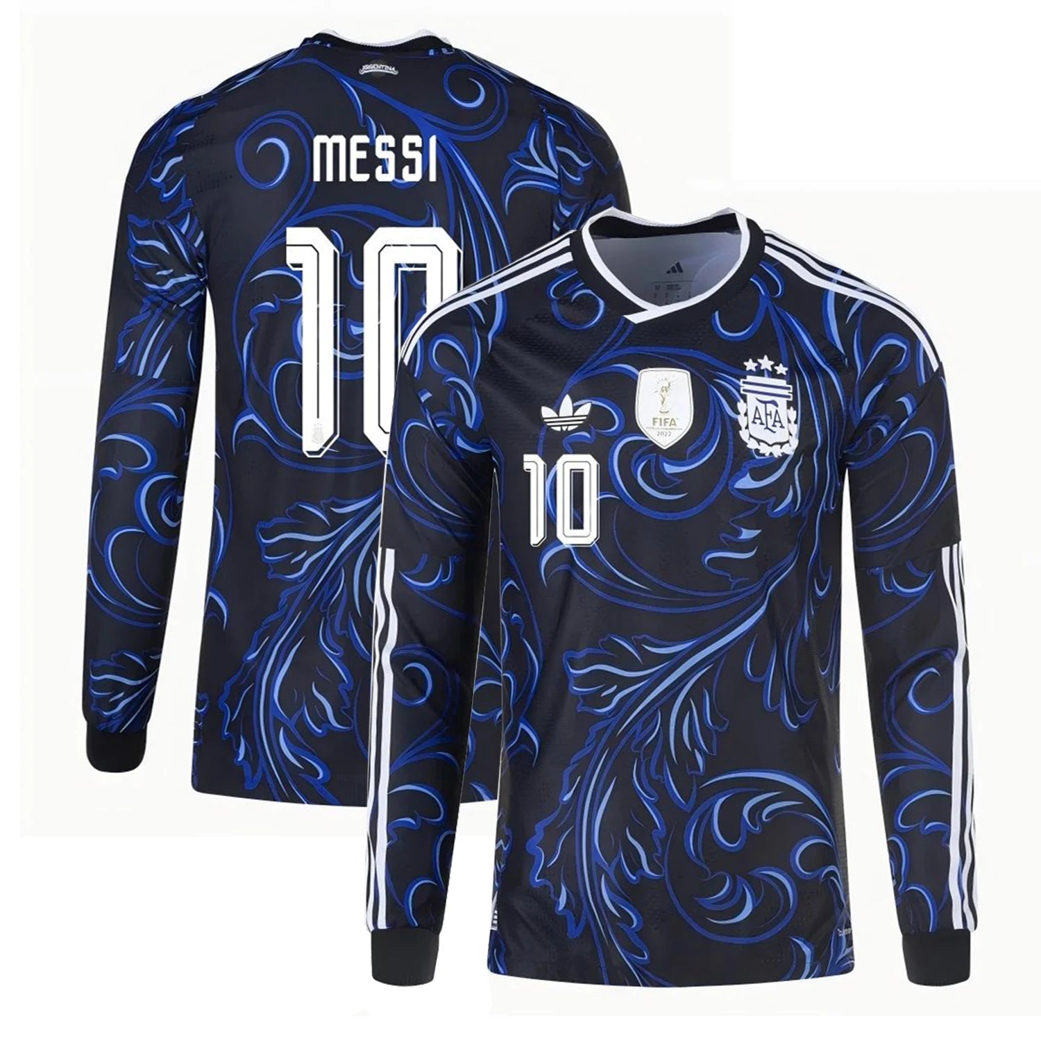 Argentina 2026 World Cup Away Men's Long-Sleeve Stadium Replica Jersey With Messi #10 Printing