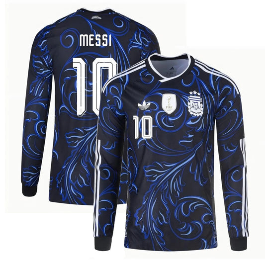 Argentina 2026 World Cup Away Men's Long-Sleeve Stadium Replica Jersey With Messi #10 Printing