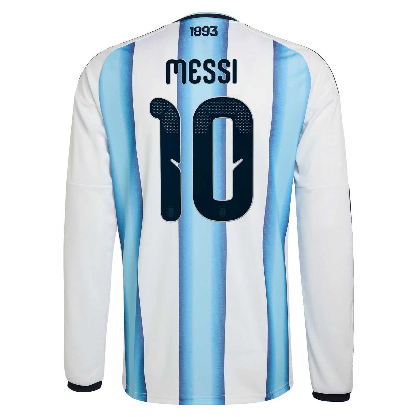 Argentina 2026 World Cup Home Men's Long-Sleeve Stadium Replica Jersey With Messi #10 Printing Back View