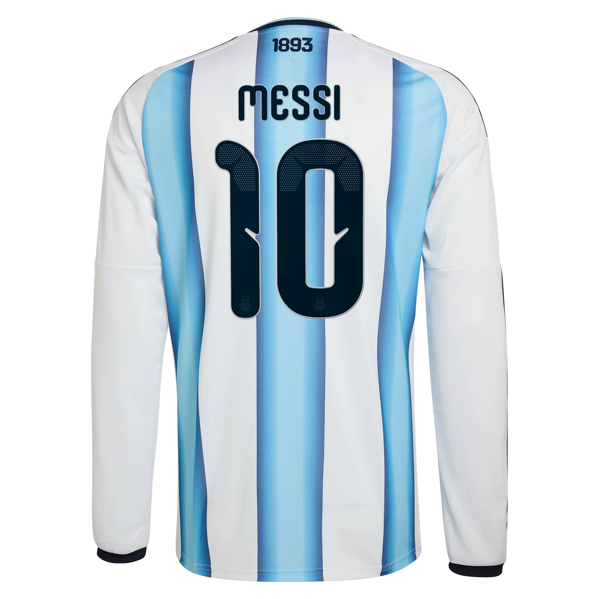 Argentina 2026 World Cup Home Men's Long-Sleeve Stadium Replica Jersey With Messi #10 Printing Back View