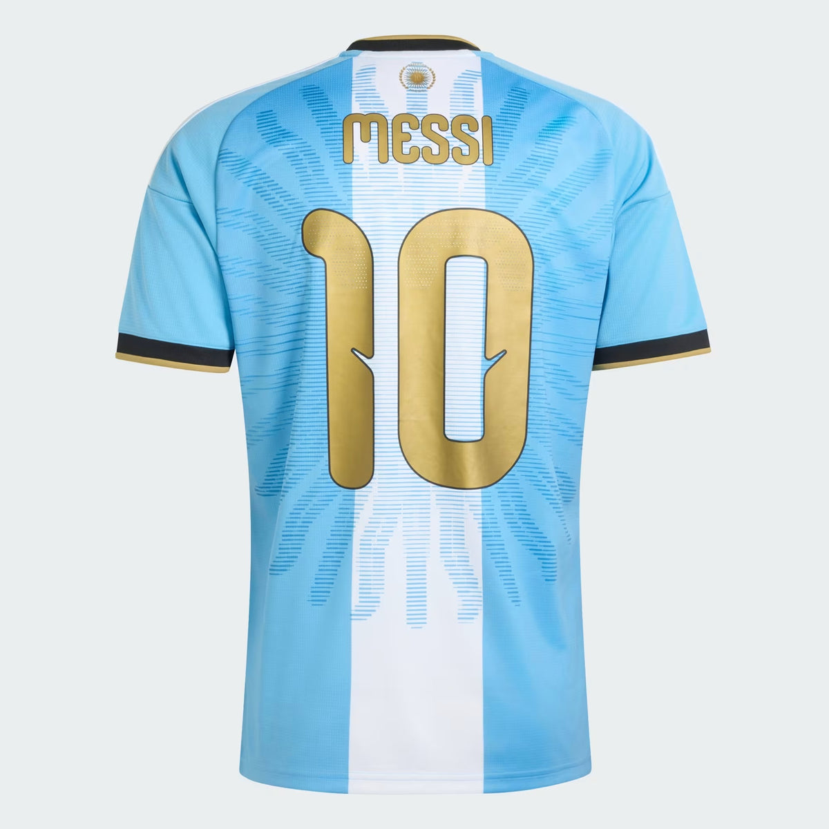Back view of Argentina national team AFA x Messi light blue replica football shirt with Lionel Messi name and number 10 printing by Final Third Kit