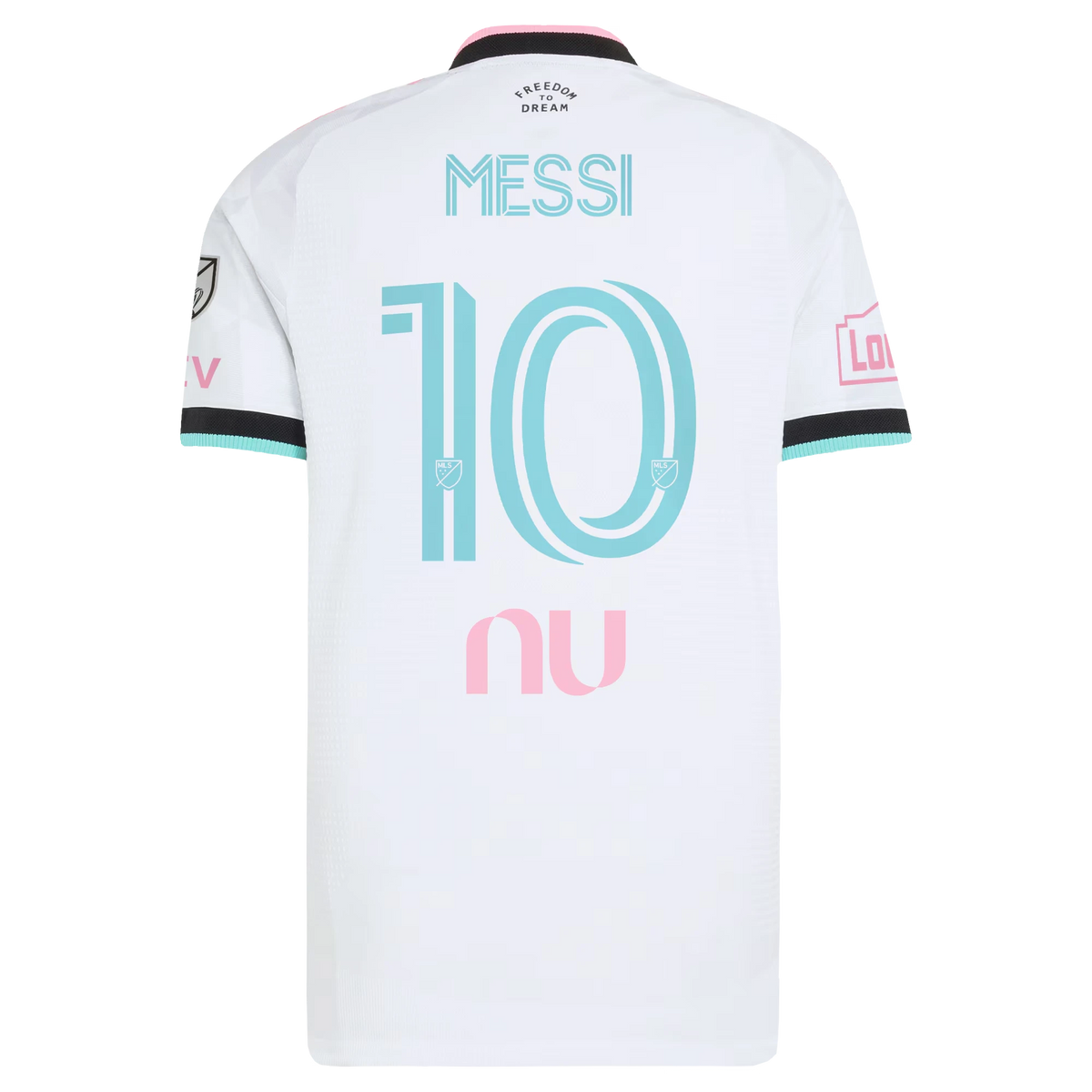 Back view of Inter Miami CF 2026 third white on-field authentic football shirt with Lionel Messi name and number 10 printing by Final Third Kit