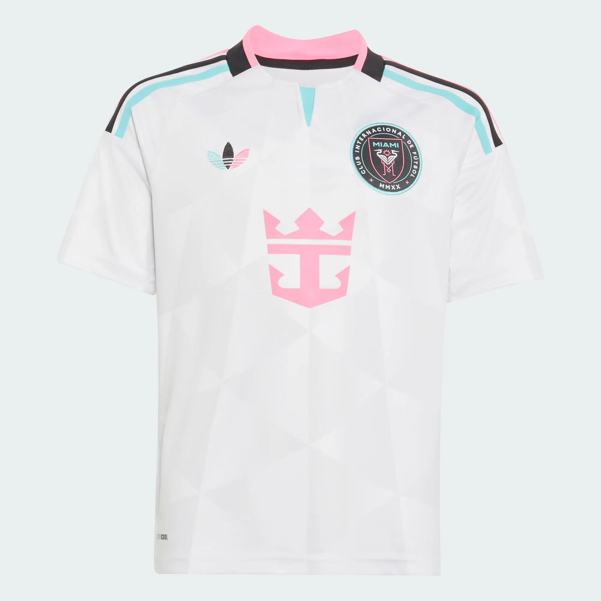 Front view of youth Inter Miami CF 2026 third white soccer jersey by Final Third Kit