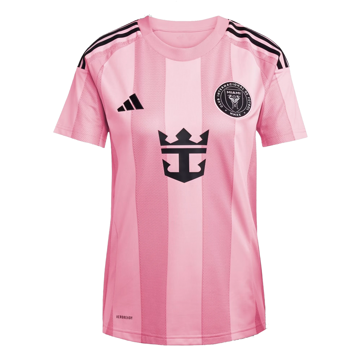 Front view of women's Inter Miami CF 2025-2026 home pink replica soccer jersey by Final Third Kit