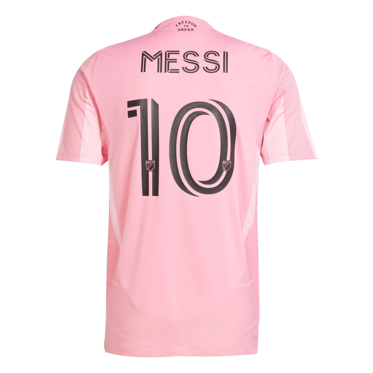 Back view of Inter Miami CF 2026-2027 home pink authentic football shirt with Lionel Messi name and number 10 printing by Final Third Kit