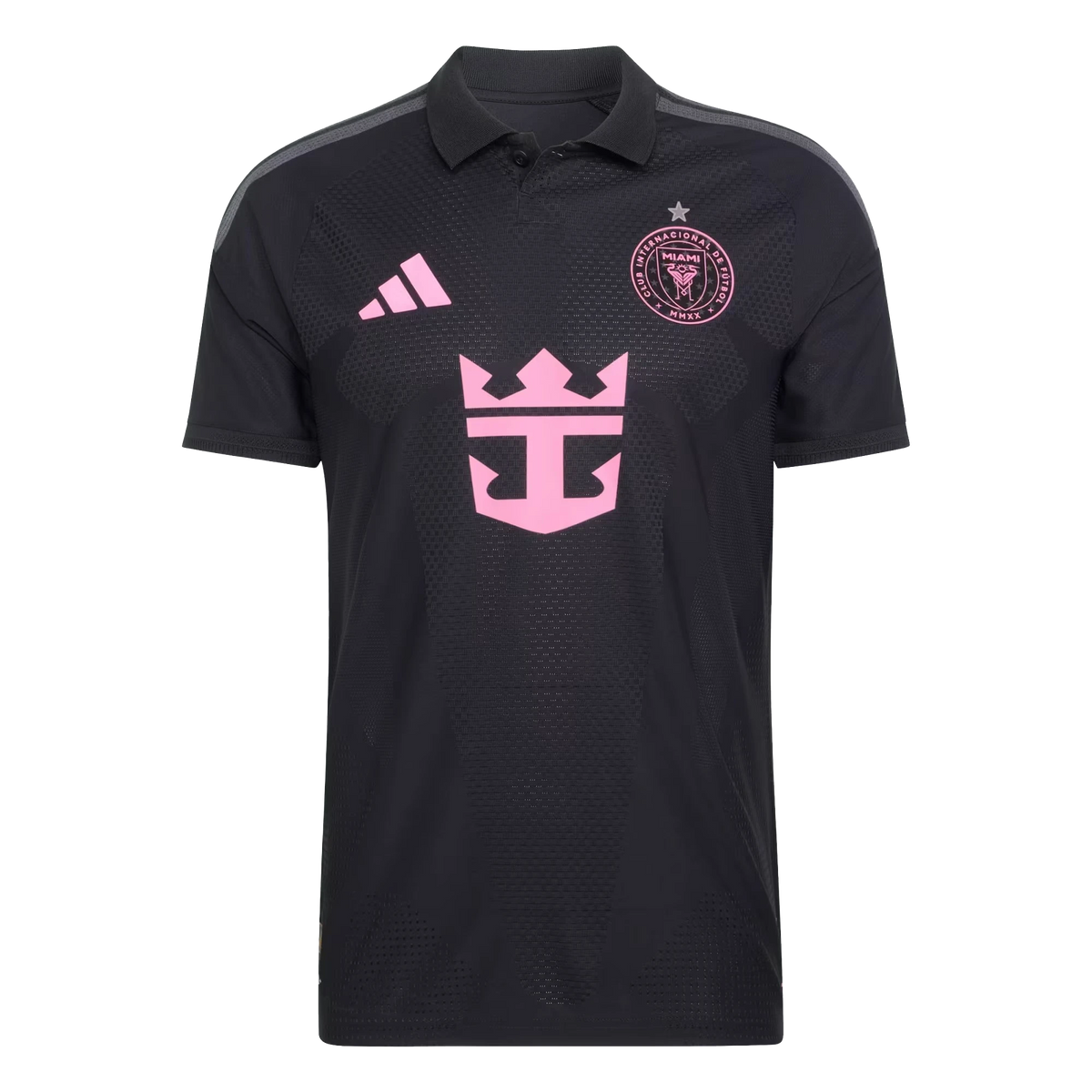 Front view of Inter Miami CF 2026 away black authentic soccer jersey by Final Third Kit