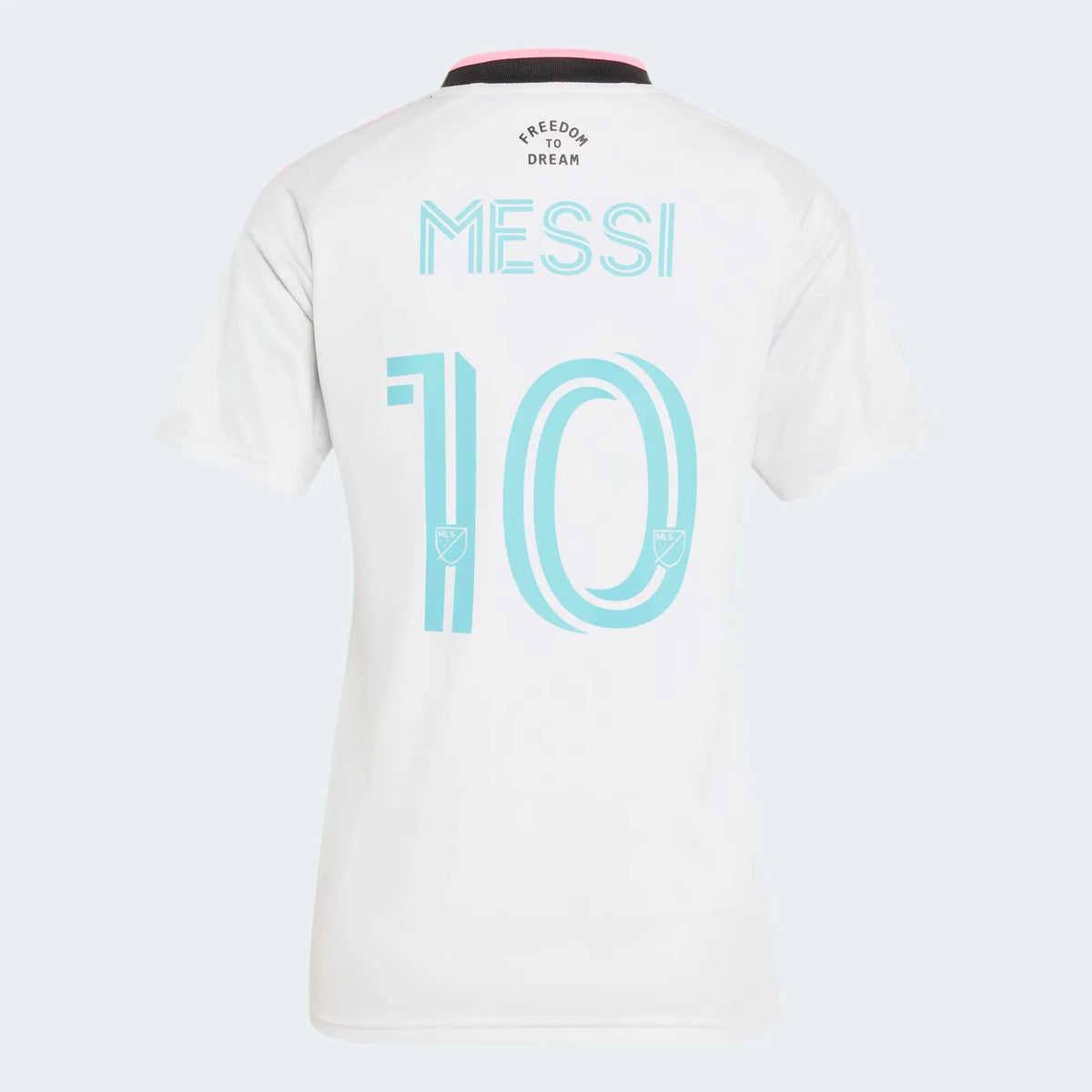 Back view of women's Inter Miami CF 2026 third white replica football shirt with Lionel Messi name and number 10 printing by Final Third Kit