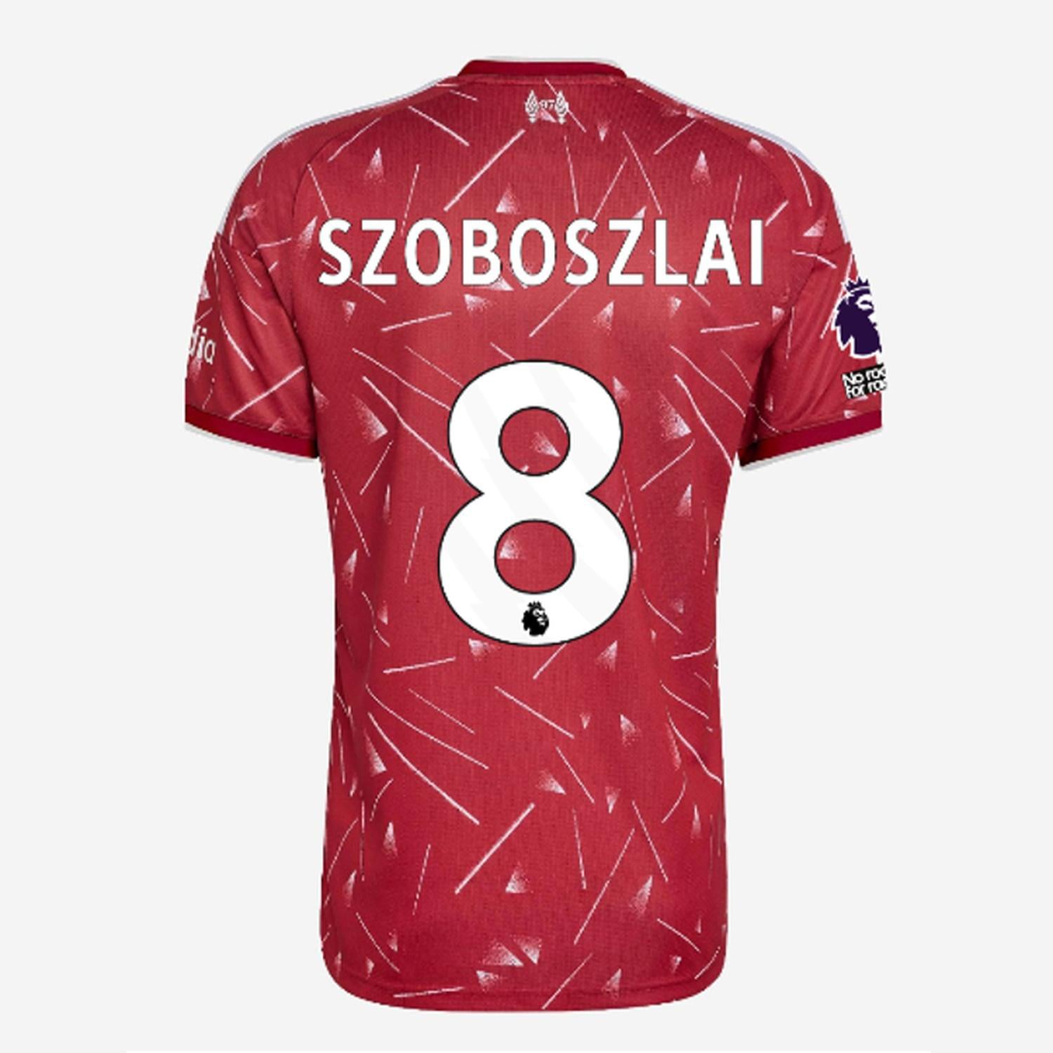 Back view of Liverpool 2026/27 home jersey with SZOBOSZLAI #8 print