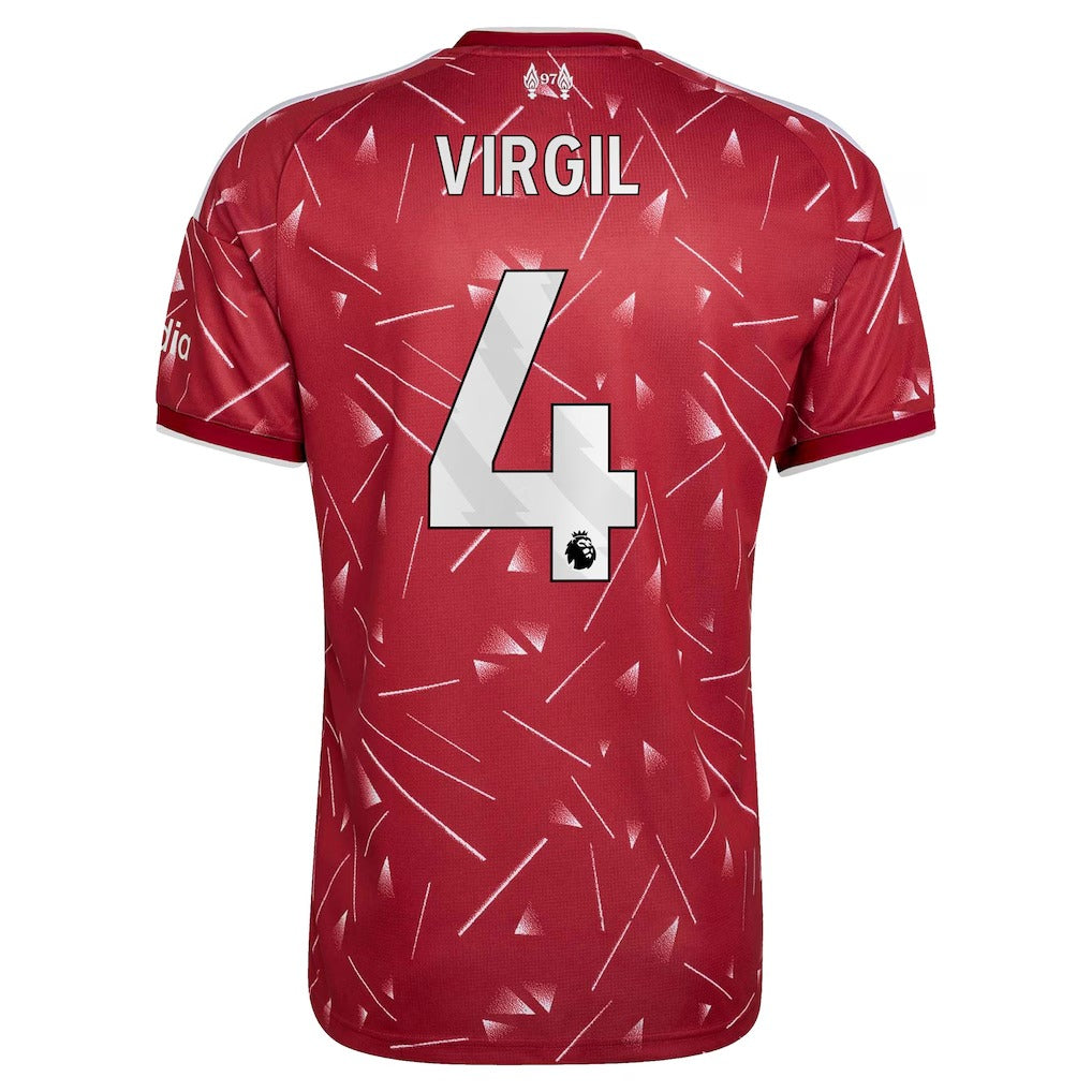 Back view of Liverpool 2026/27 home jersey with VIRGIL #4 print