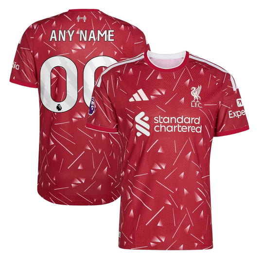 Front and back view of Liverpool 2026-2027 home red on-field authentic custom jersey by Final Third Kit