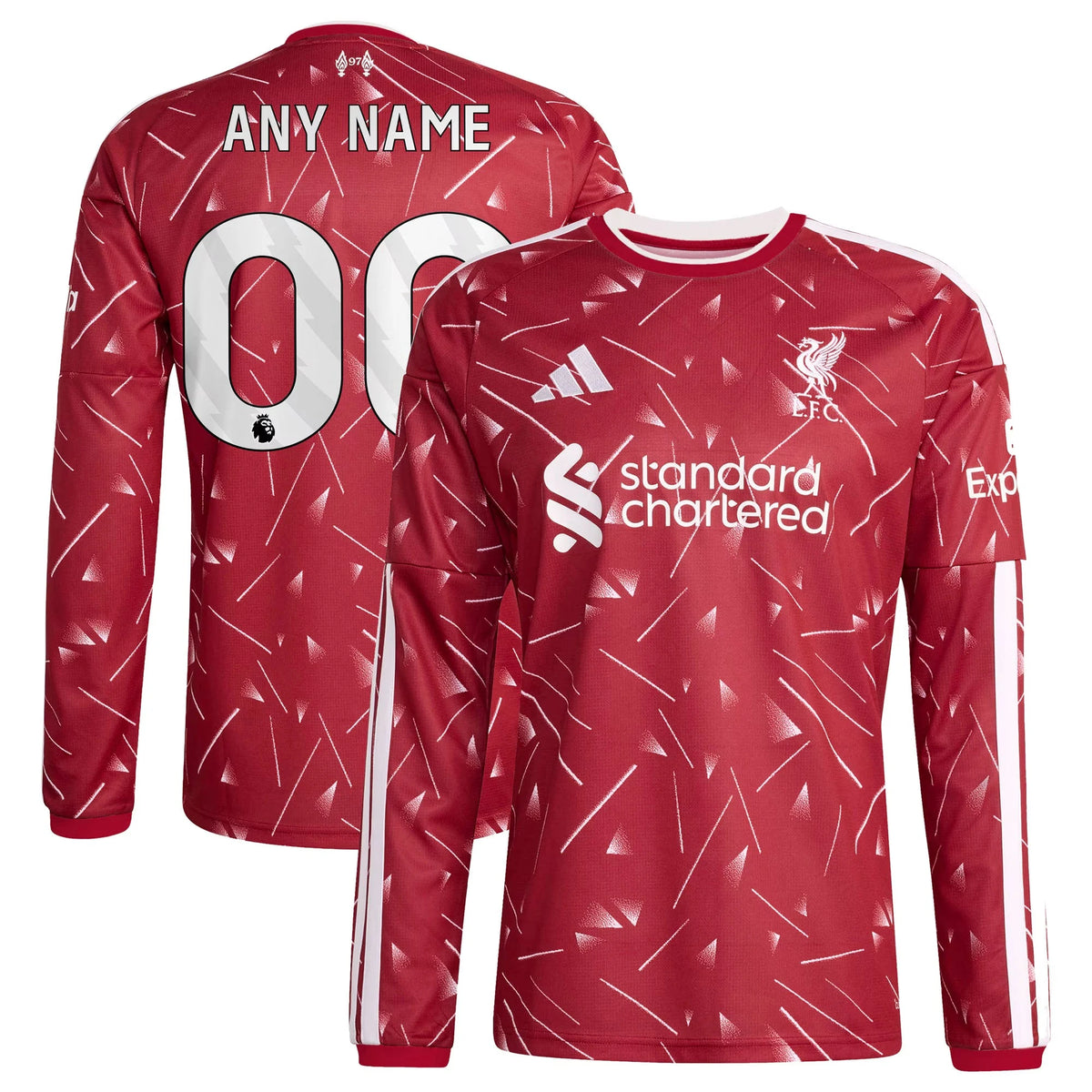 Front and back view of Liverpool 2026-2027 home red replica long sleeve custom jersey by Final Third Kit