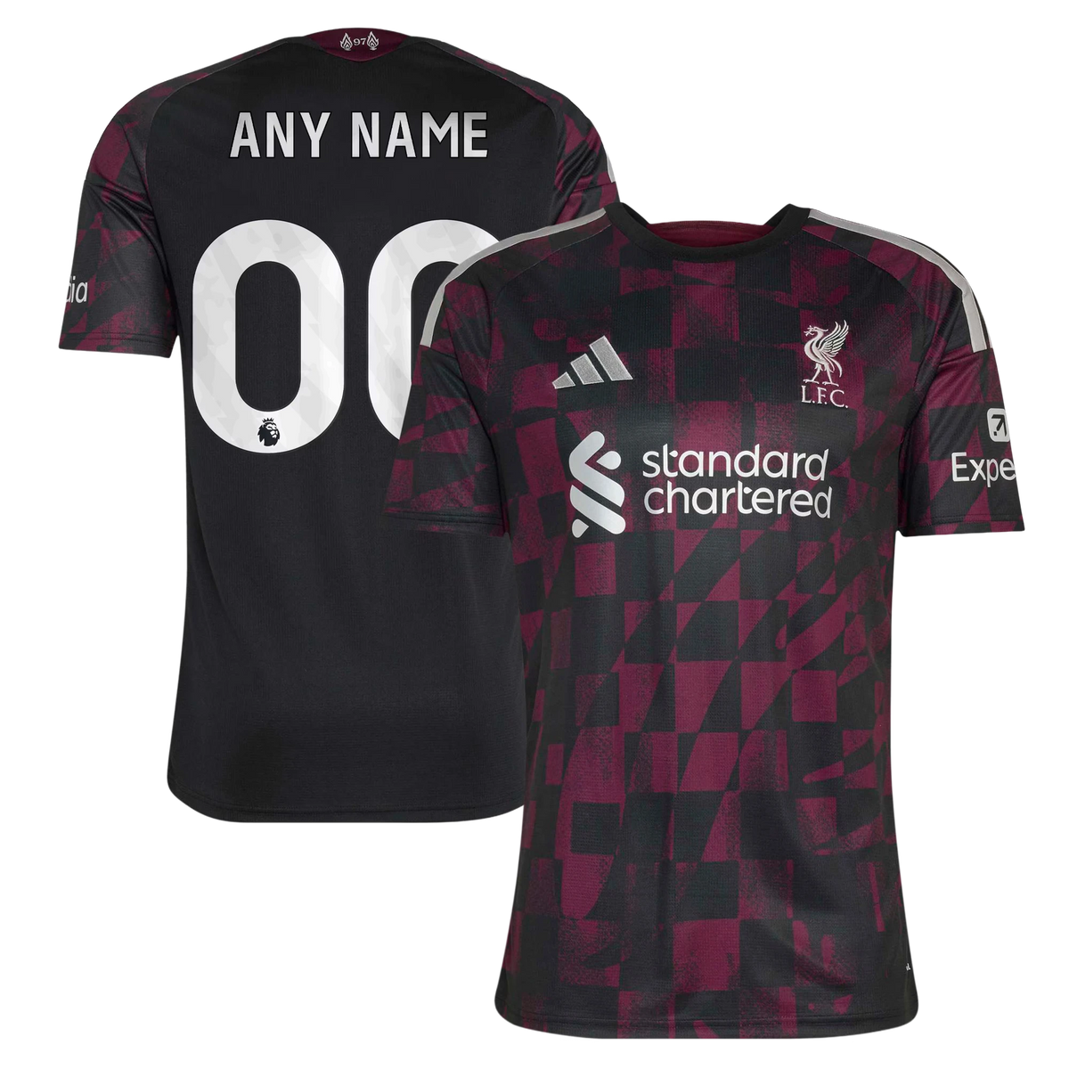 Front and back view of Liverpool 2026-2027 third black replica custom jersey by Final Third Kit