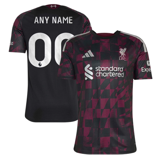 Front and back view of Liverpool 2026-2027 third black replica custom jersey by Final Third Kit
