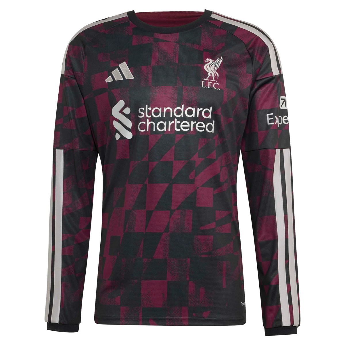 Front view of Liverpool 2026-2027 third black replica custom long sleeve soccer jersey by Final Third Kit