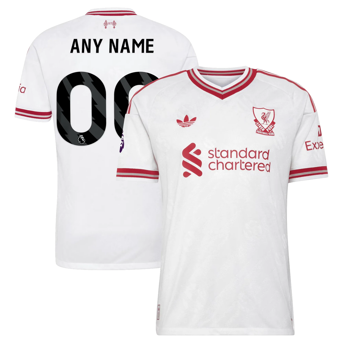 Front and back view of Liverpool 2026-2027 away white on-field authentic custom jersey by Final Third Kit