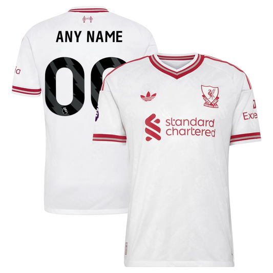 Front and back view of Liverpool 2026-2027 away white on-field authentic custom jersey by Final Third Kit