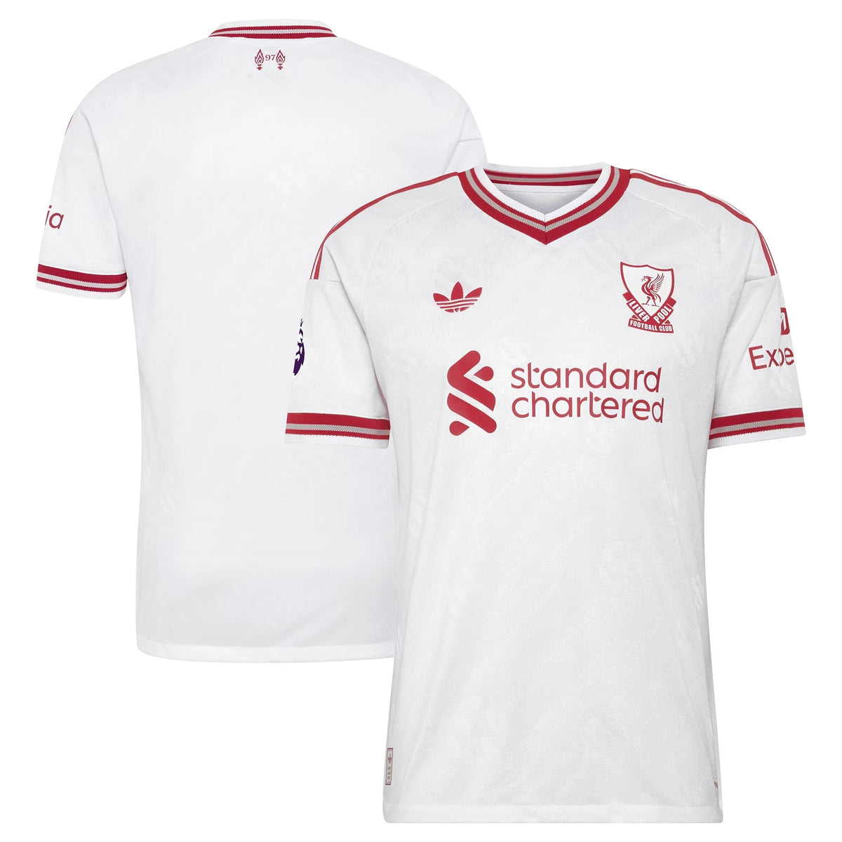 Front and back view of Liverpool 2026-2027 away white on-field authentic jersey by Final Third Kit