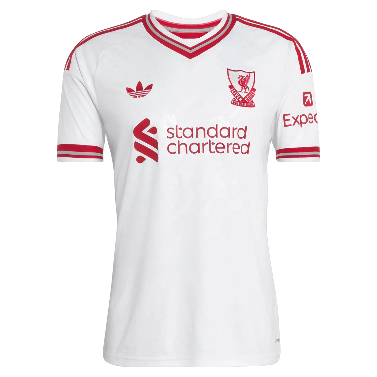 Front view of Liverpool 2026-2027 away white replica custom soccer jersey by Final Third Kit