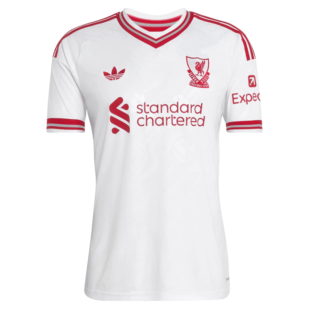 Front view of Liverpool 2026-2027 away white replica soccer jersey by Final Third Kit