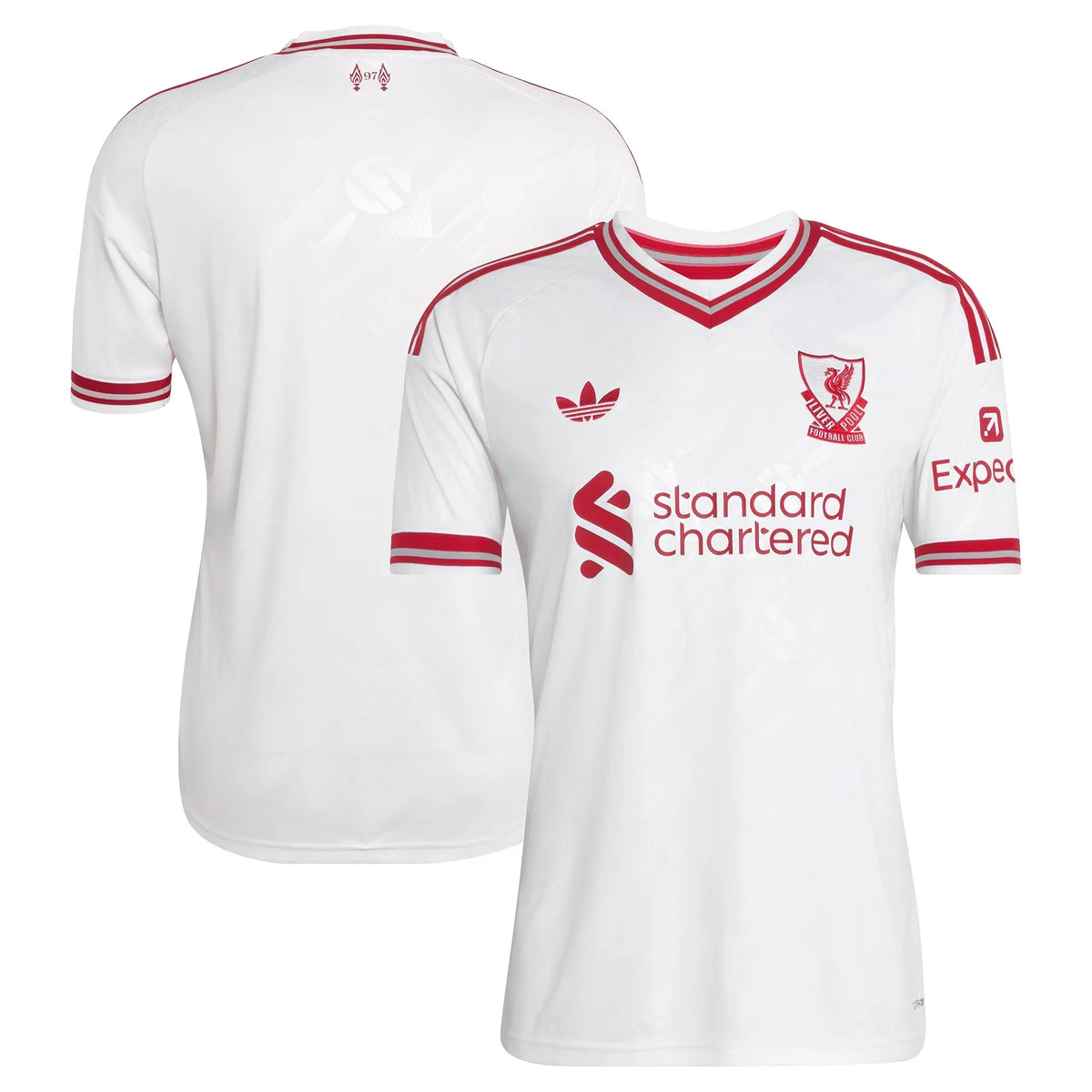 Front and back view of Liverpool 2026-2027 away white replica jersey by Final Third Kit