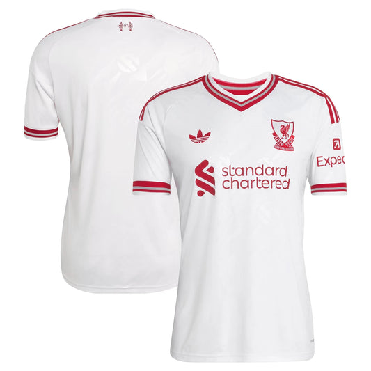 Front and back view of Liverpool 2026-2027 away white replica jersey by Final Third Kit