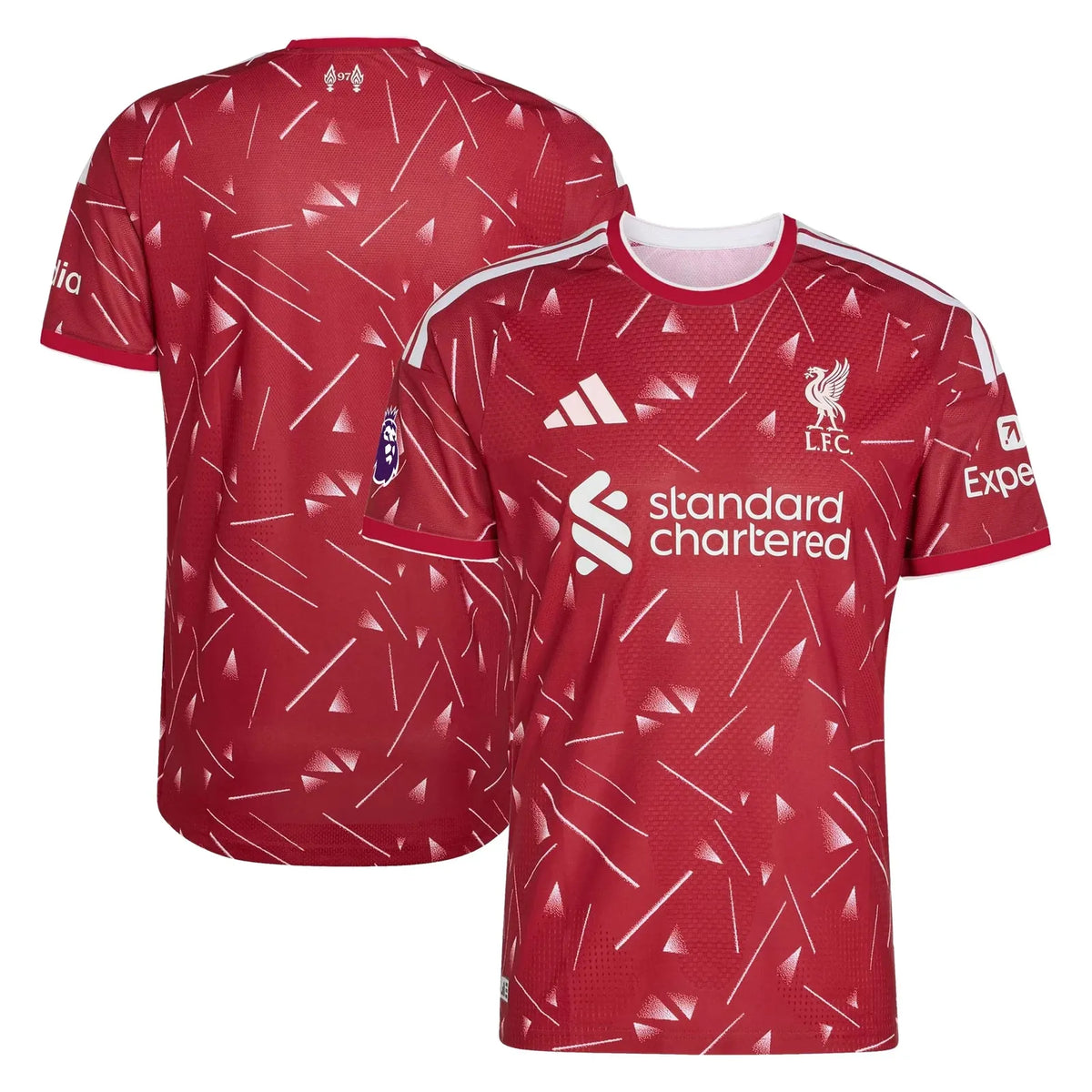 Front and back view of Liverpool adidas 2026-2027 home red on-field authentic sponsor patch jersey by Final Third Kit
