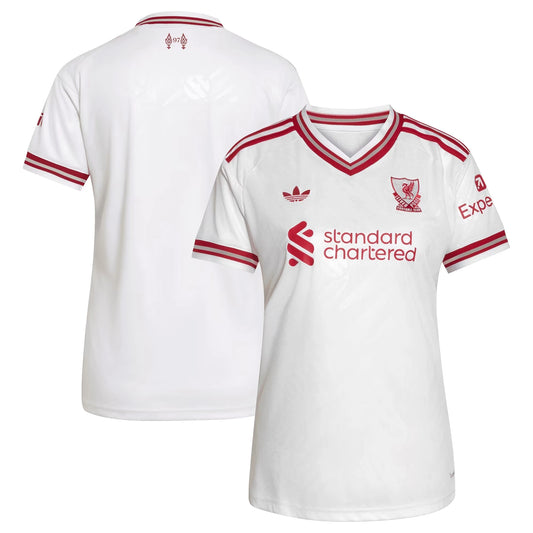 Front and back view of women's Liverpool 2026-2027 away white replica jersey by Final Third Kit