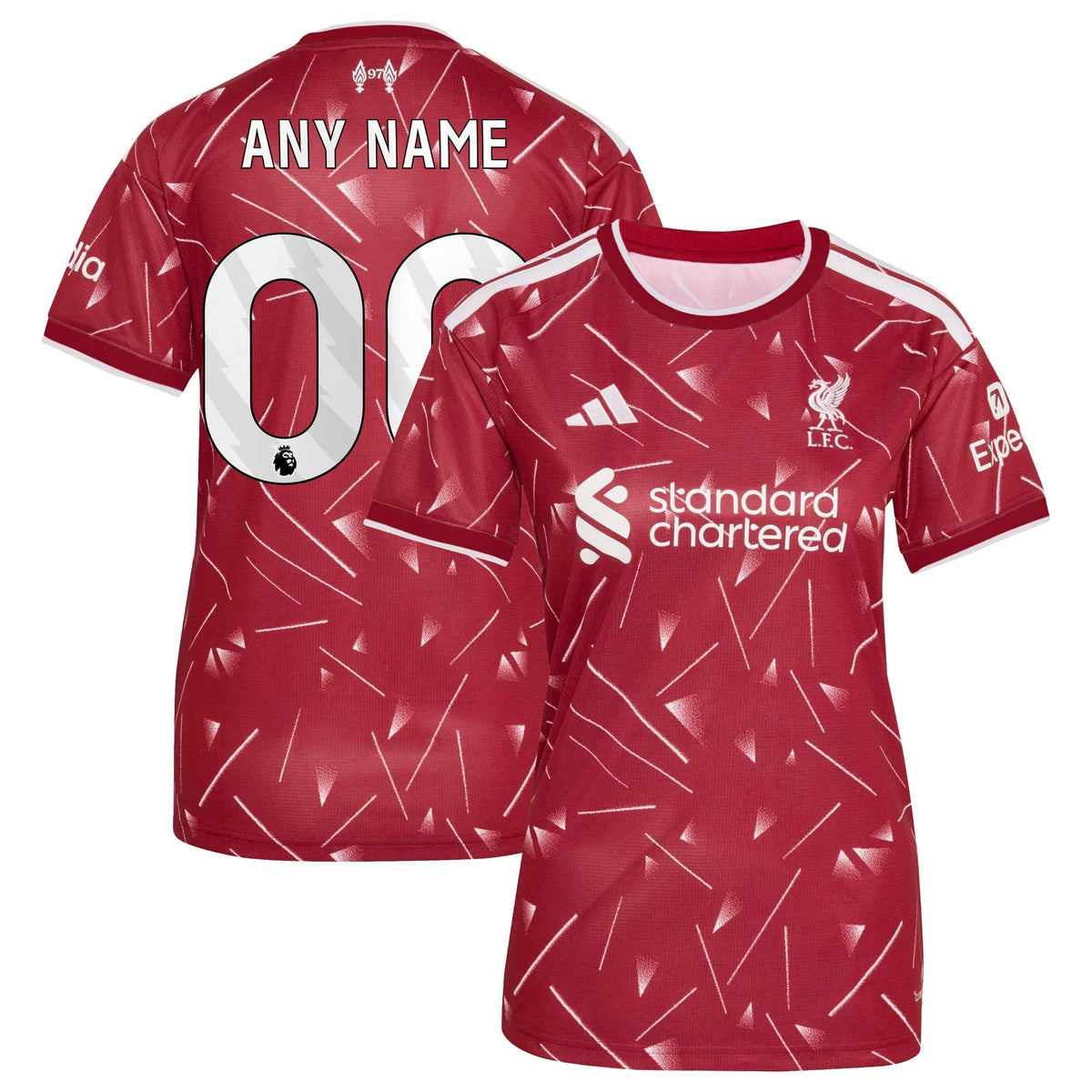 Front and back view of women's Liverpool 2026-2027 home red replica custom jersey by Final Third Kit