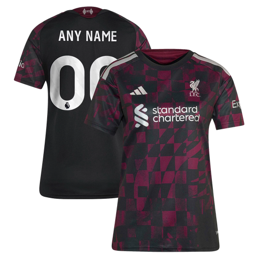 Front and back view of women's Liverpool 2026-2027 third black replica custom jersey by Final Third Kit