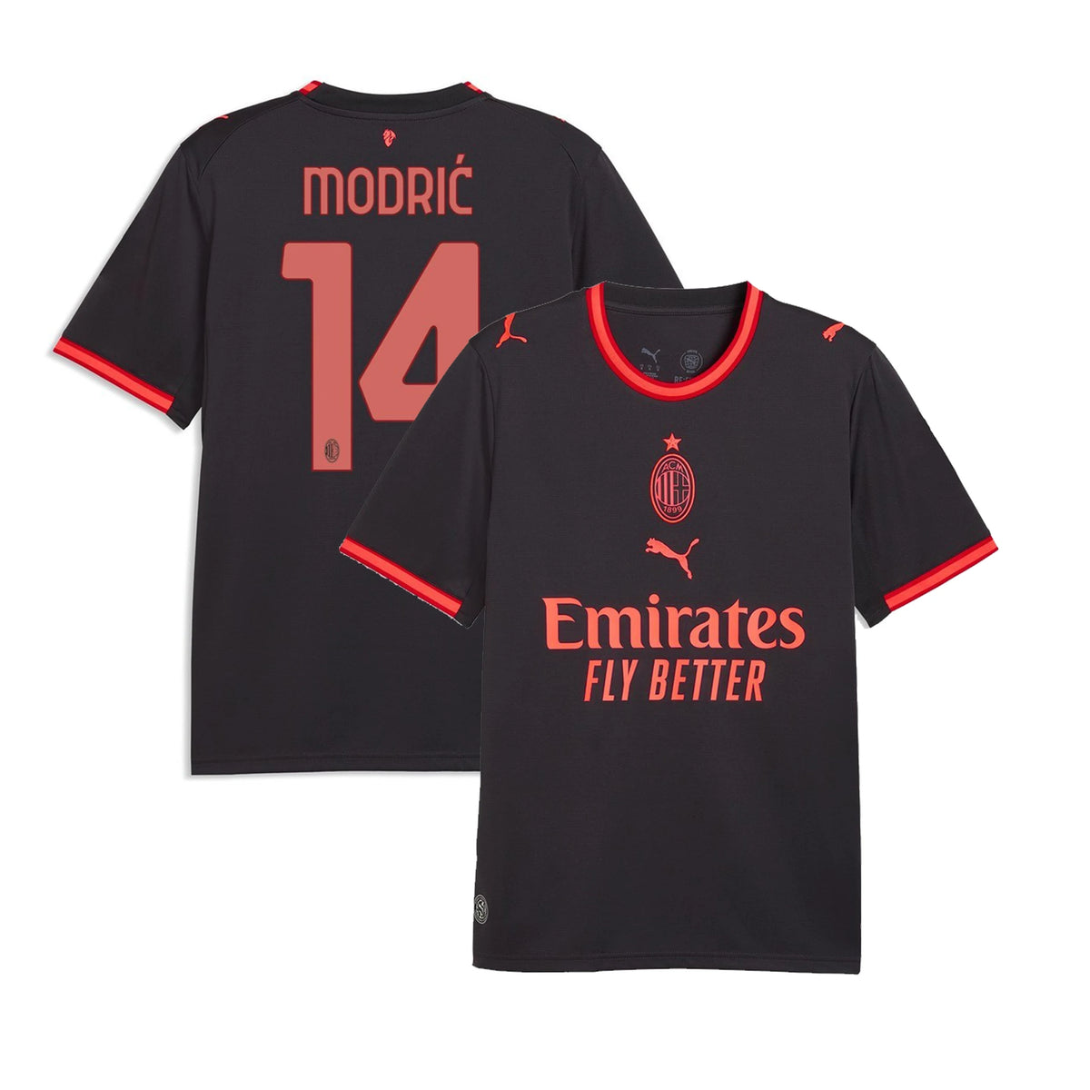 Front and back view of AC Milan 2026-2027 third grey replica jersey featuring Luka Modrić by Final Third Kit