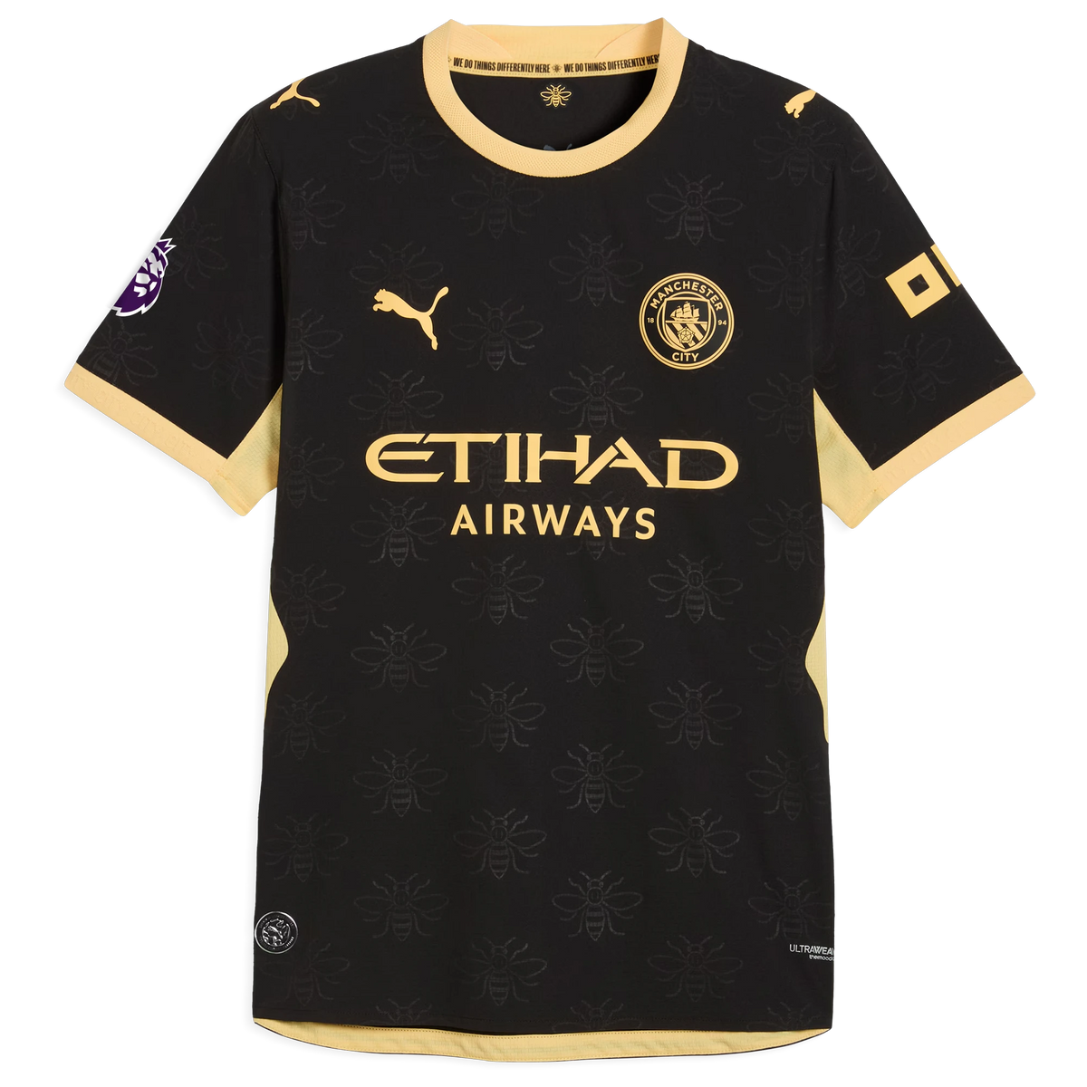 Front view of men's Manchester City 2026-2027 away black on-field authentic soccer jersey by Final Third Kit