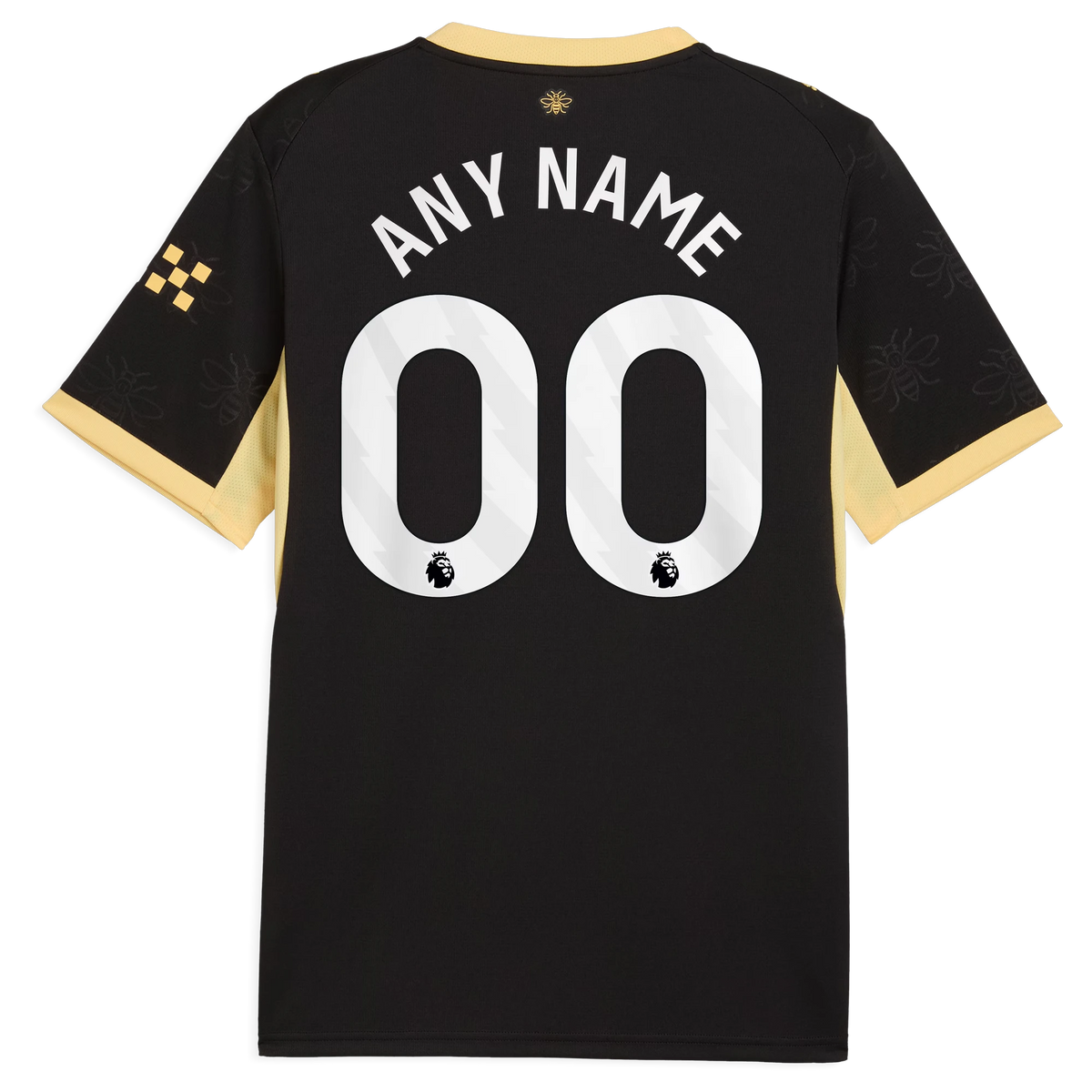 Back view of men's Manchester City 2026-2027 away black replica football shirt with custom name and number printing by Final Third Kit
