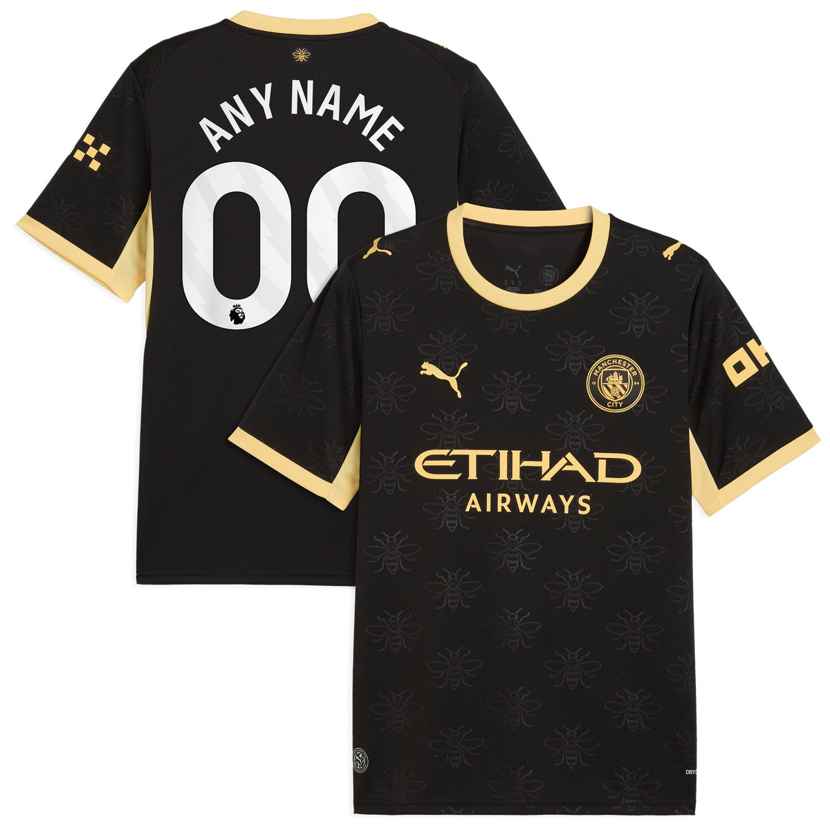 Front and back view of men's Manchester City 2026-2027 away black replica custom jersey by Final Third Kit