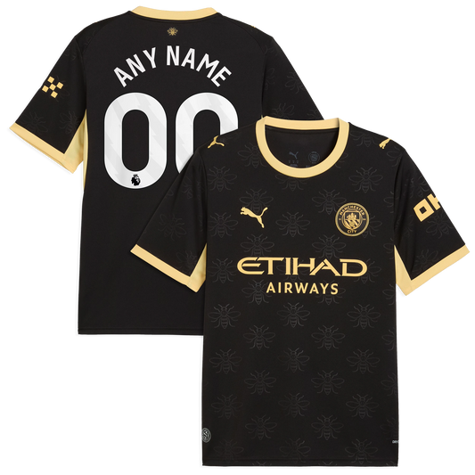 Front and back view of men's Manchester City 2026-2027 away black replica custom jersey by Final Third Kit