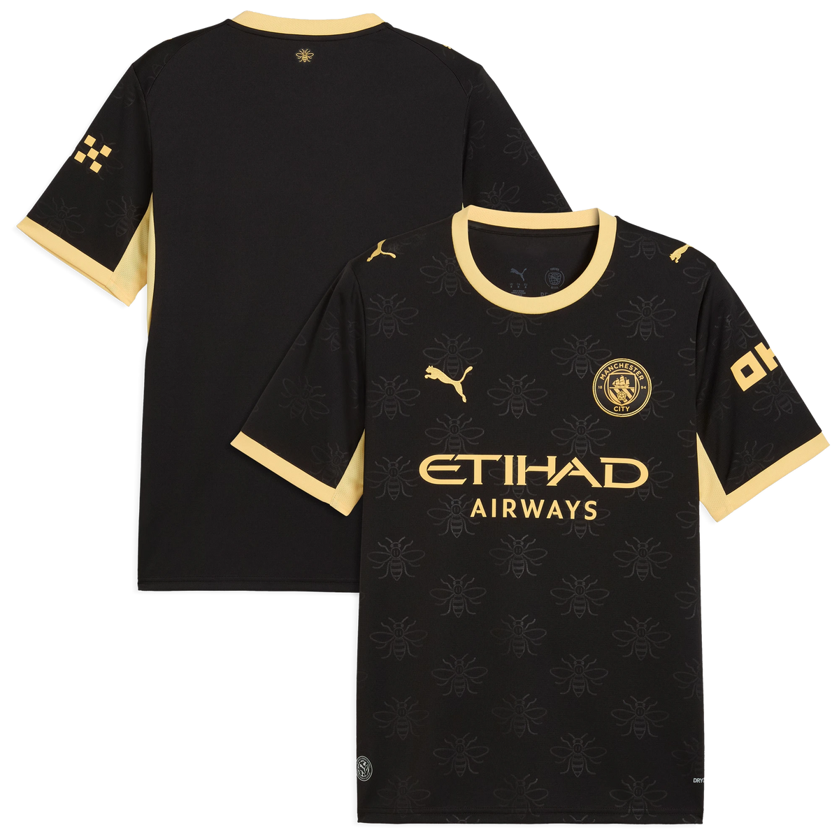 Front and back view of men's Manchester City 2026-2027 away black replica jersey by Final Third Kit