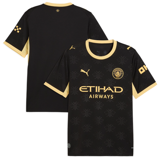 Front and back view of men's Manchester City 2026-2027 away black replica jersey by Final Third Kit