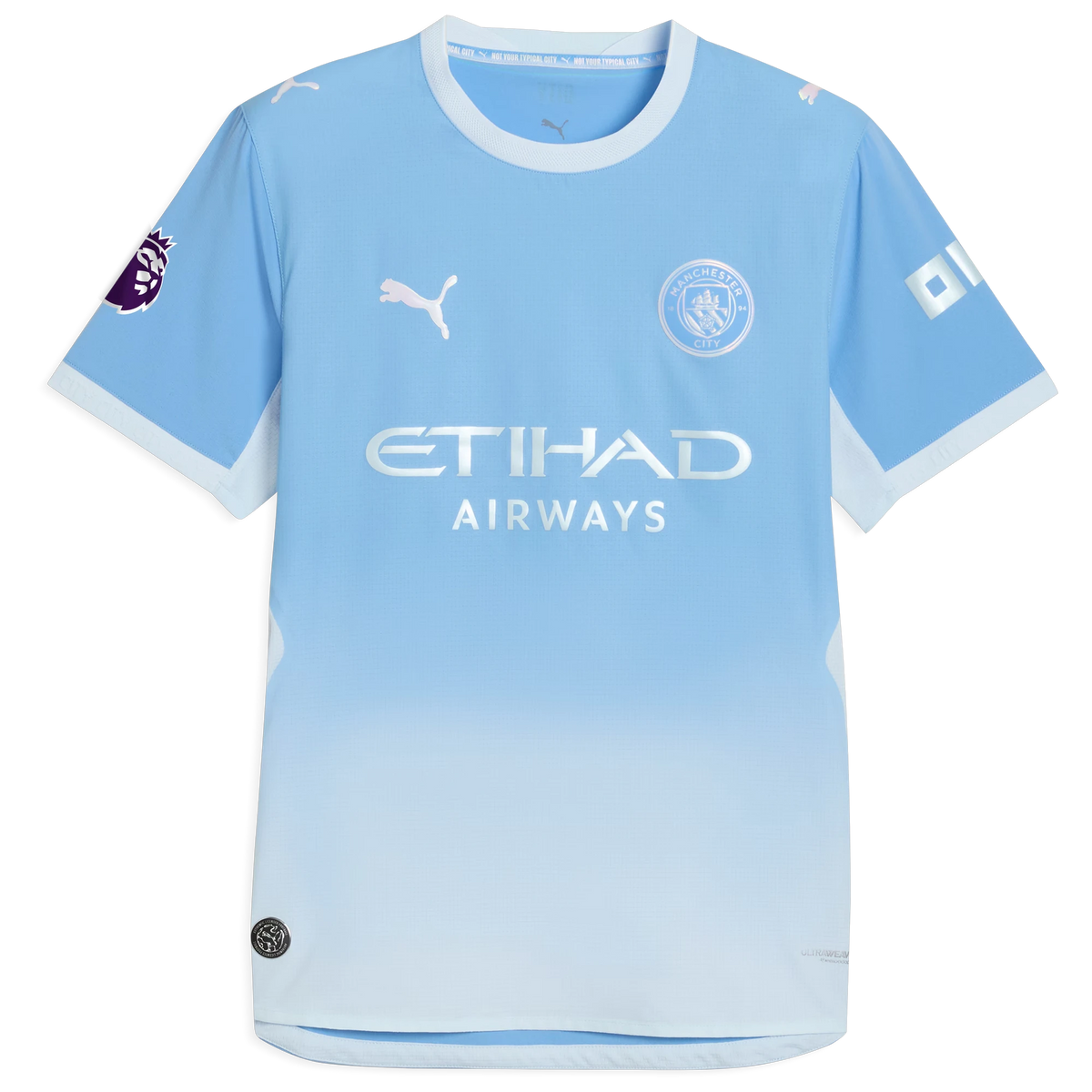 Front view of men's Manchester City 2026-2027 home light blue on-field authentic soccer jersey by Final Third Kit