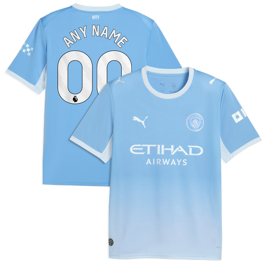 Front and back view of men's Manchester City 2026-2027 home light blue replica custom jersey by Final Third Kit
