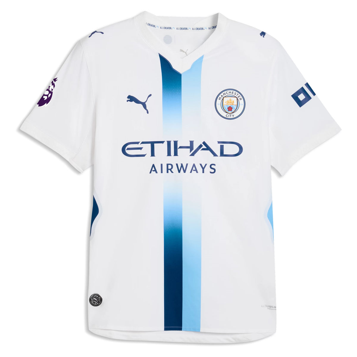 Front view of Manchester City 2026-2027 third white on-field authentic custom soccer jersey by Final Third Kit