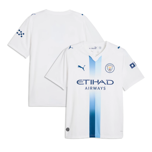 Front and back view of Manchester City 2026-2027 third white replica jersey by Final Third Kit