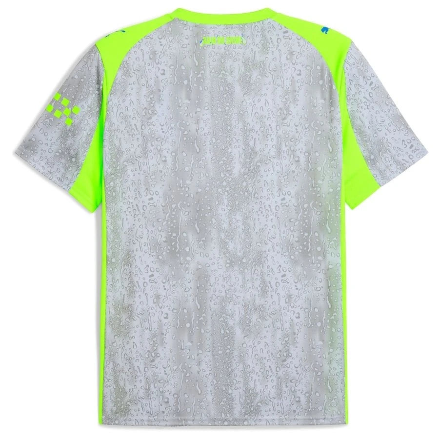 Back view of Manchester City 2025/26 third stadium replica jersey with plain back and ribbed collar detail