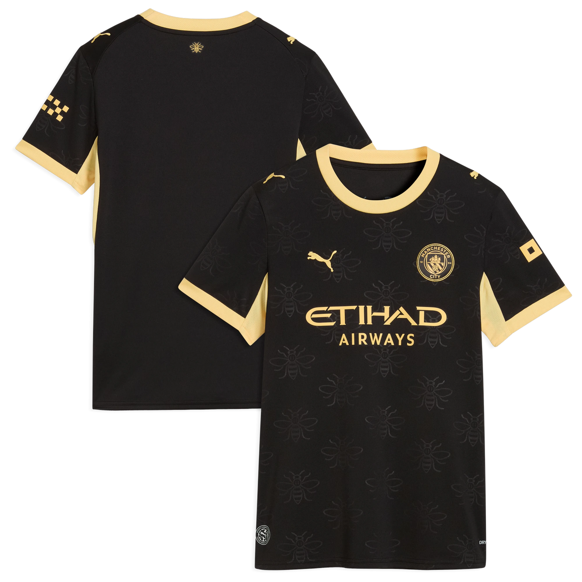 Front and back view of women's Manchester City 2026-2027 away black replica jersey by Final Third Kit