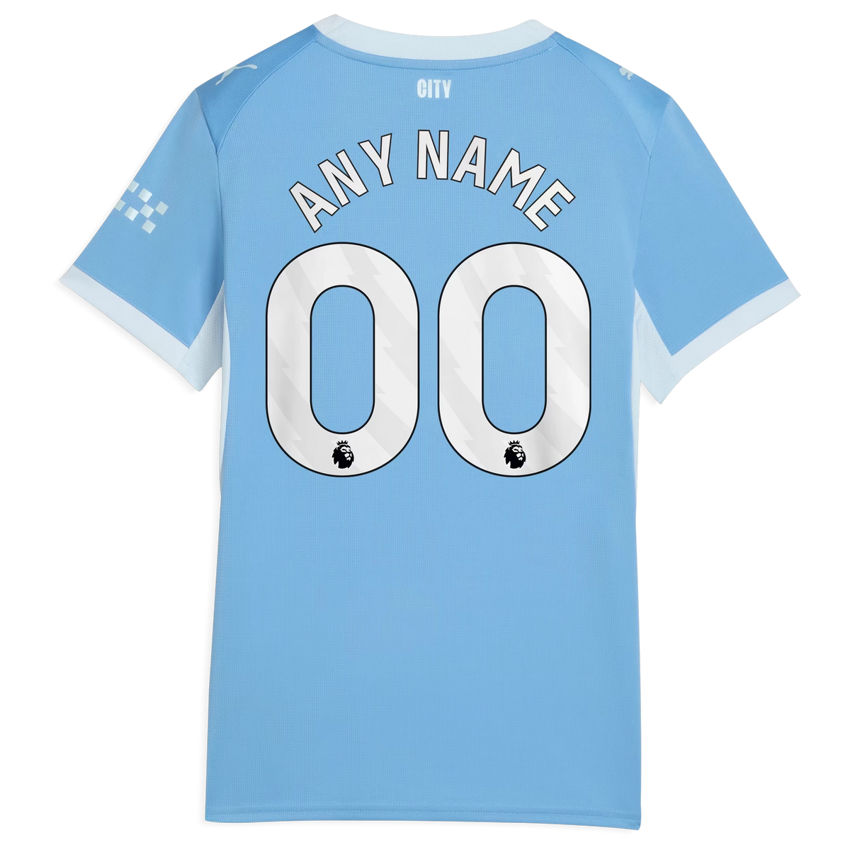 Back view of women's Manchester City 2026-2027 home light blue replica custom football shirt by Final Third Kit