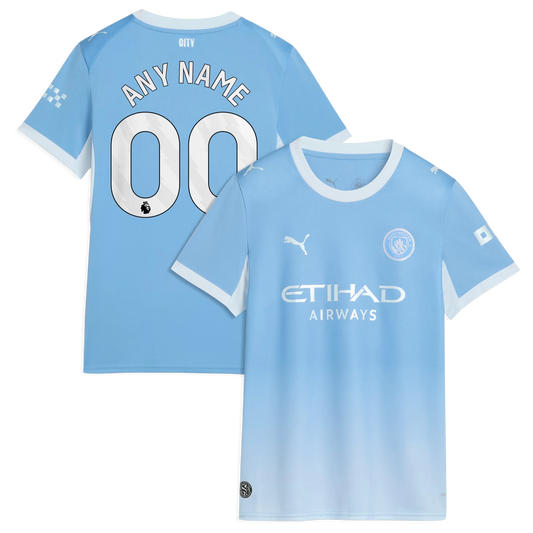 Front and back view of women's Manchester City 2026-2027 home light blue replica custom jersey by Final Third Kit