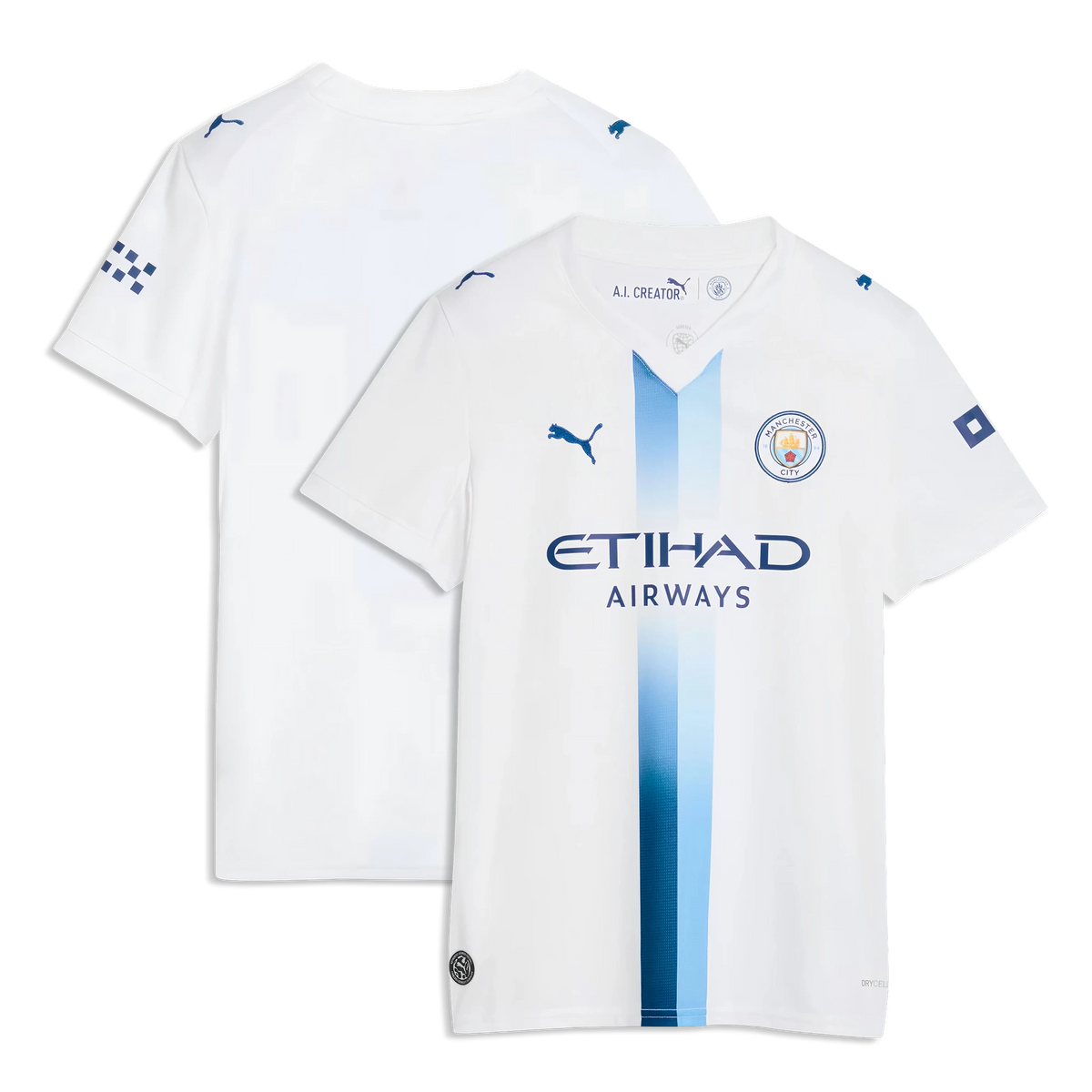 Front and back view of women's Manchester City 2026-2027 third white replica jersey by Final Third Kit